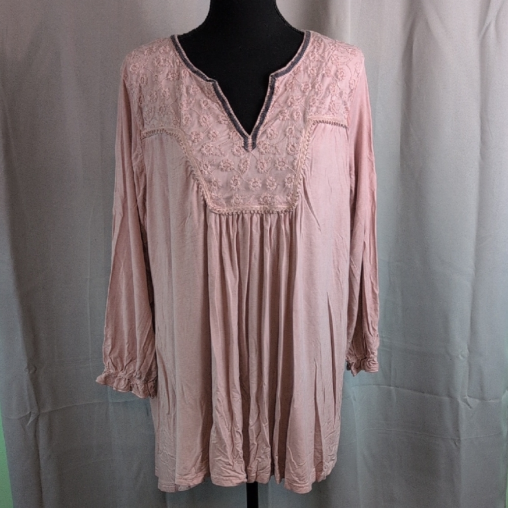 POL Pink‎ Relaxed Pleated Tunic
